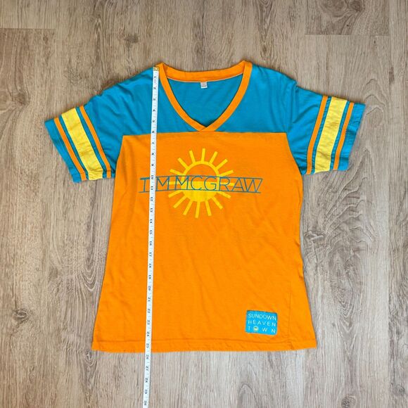 Tim McGraw Sundown Heaven Town Shirt Orange Blue Yellow Large Tour Tee - Picture 5 of 5
